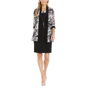 R & M Richards Womens 2 Piece Jacket And Necklace Shift Dress, NWT